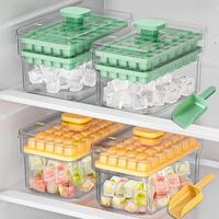 Modern Ice Cube Tray with Storage Box, 68-cavity Double-layer Press Type Ice Cube Maker, Durable Plastic Kitchen Gadget for B...