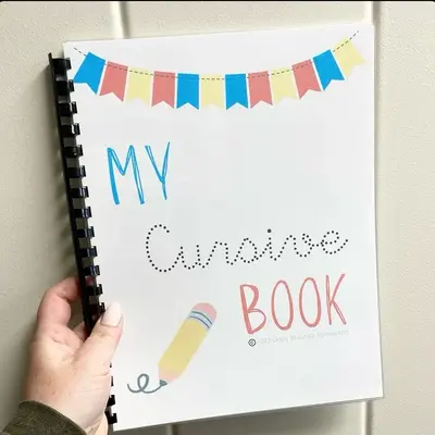 Cursive handwriting activity book.