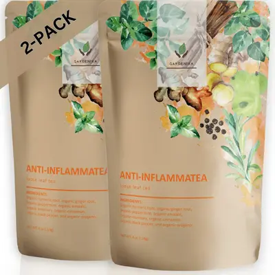 Gardenika Anti-Inflammatea Loose Leaf Tea with Ginger, Turmeric, Peppermint, Black Pepper - Natural, Organic, Herbal, Caffein...