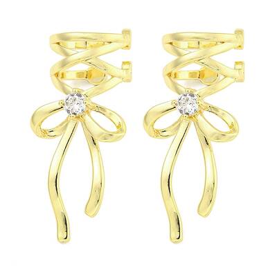 Brass Cubic Zirconia Cuff Earrings
