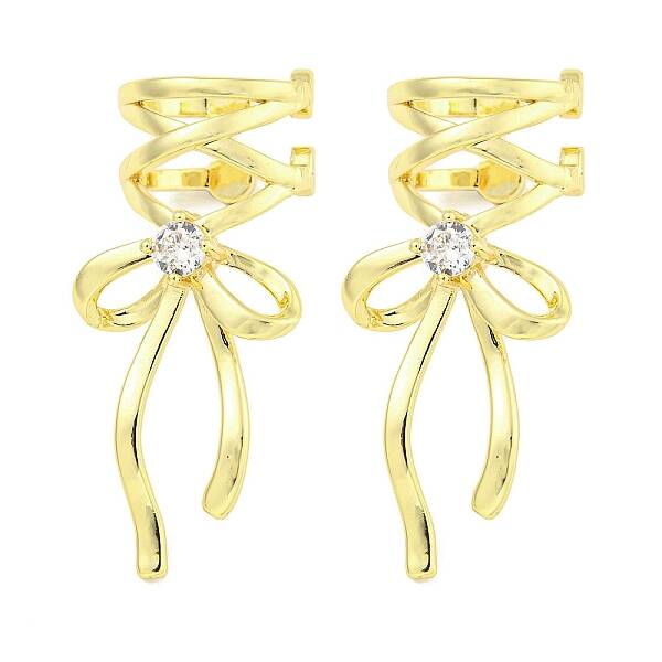 Brass Cubic Zirconia Cuff Earrings