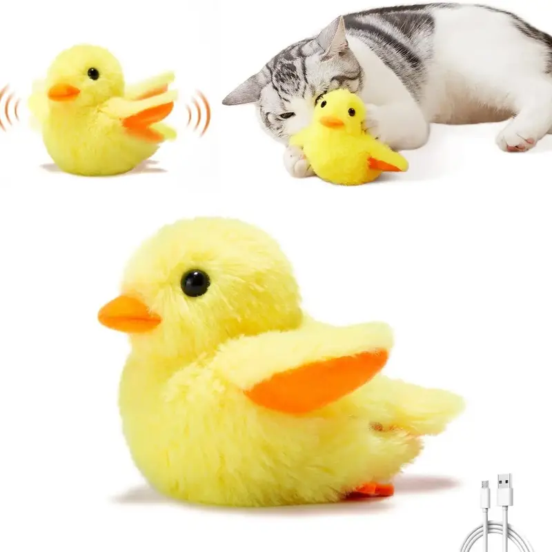 Electric Duck Design Cat Toy, 1 Count USB Rechargeable Interactive Fun Flaping & Quacking Toy, Indoor Cat Stress Relief Enter...