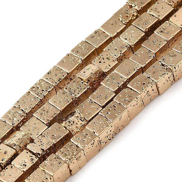 Electroplated Natural Lava Rock Beads Strands