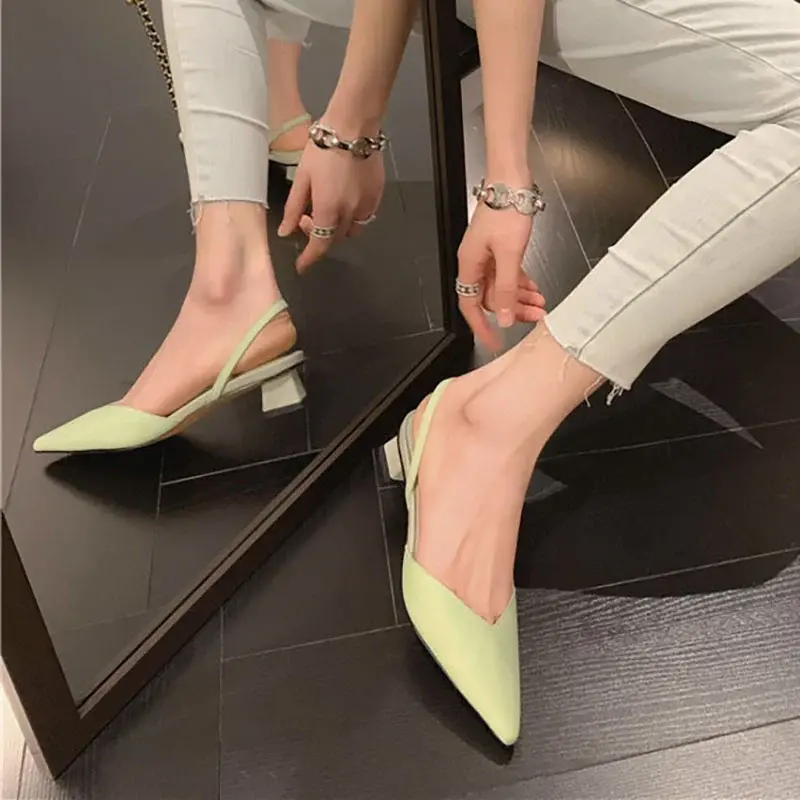 CHIKO Jamonica Pointy Toe Block Heels Slingback Shoes