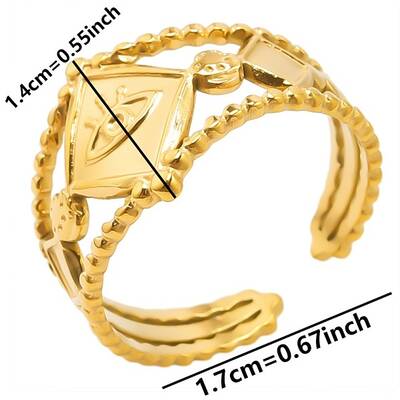 Geometric Eye Design Stainless Steel Cuff Ring for Unisex