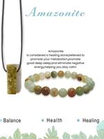 Natural Stone Beaded Bracelet & Necklace, Couple's Natural Crystal Stone Fortune Matching Good Luck Bracelet & Necklace, Fash...