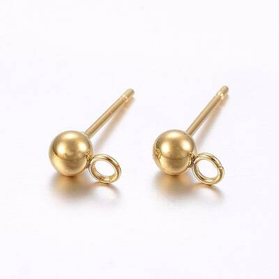 304 Stainless Steel Ball Stud Earring Findings