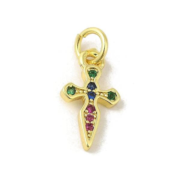 Brass Micro Pave Cubic Zirconia Charms