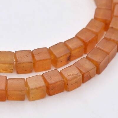 Cube Natural Red Aventurine Beads Strands