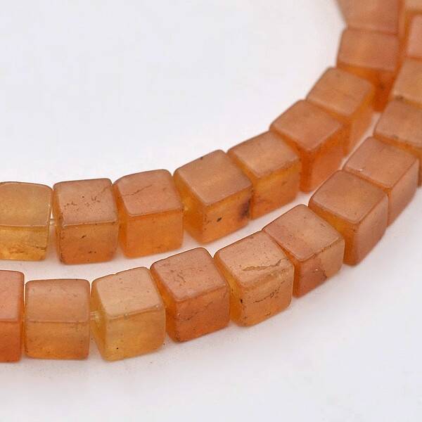 Cube Natural Red Aventurine Beads Strands