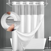 Room Decor Waffle Pattern Shower Curtain, 1 Count Modern Simple Bathroom Curtain with Snap in Liner Set, Shower Curtain Liner...