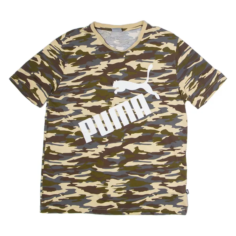 PUMA Camouflage Mens T-Shirt Beige Crew Neck M