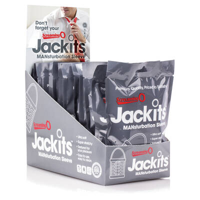 Jackits Mansturbation Sleeve - 12 Count Pop Box Display - Clear