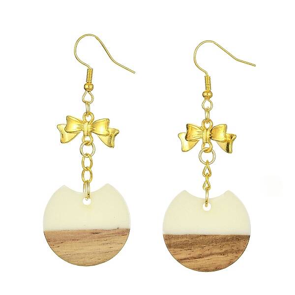 Resin & Walnut Wood Dangle Earrings