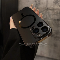 Suitable for IP16/15 Pro Max Electroplated Magnetic Matte Lens Film IP14/13 Phone Case Protective Cover Protector Screen Prot...