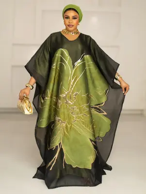 3D ORGANDI BROCADE  (OLIVE)
