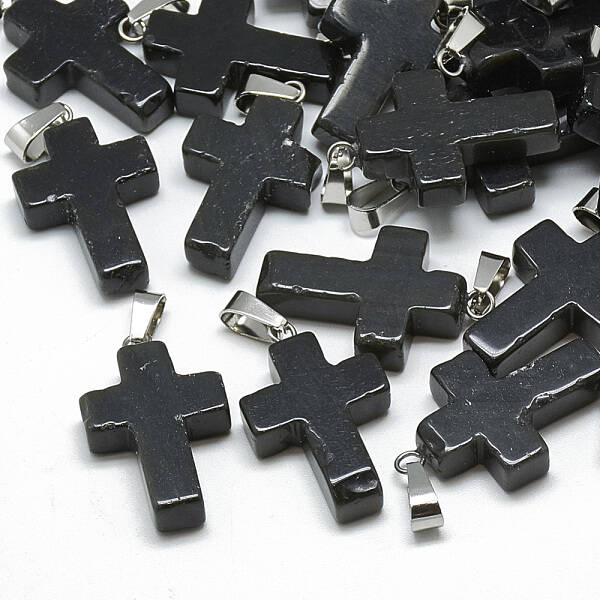 Dyed & Heated Natural Black Agate Pendants