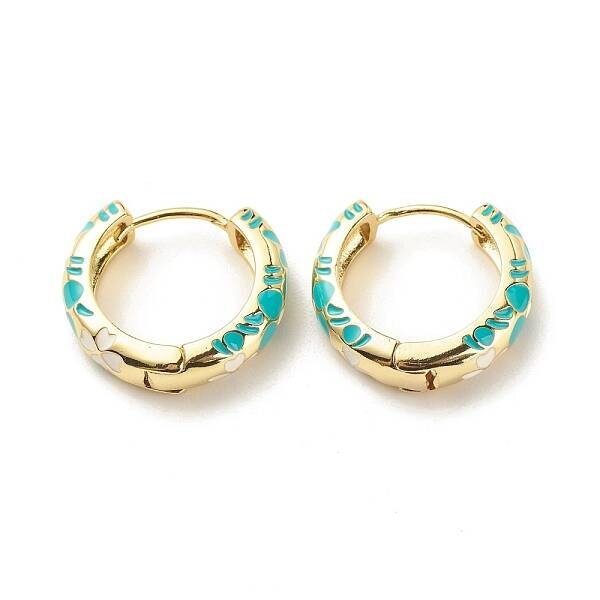 Flower Enamel Hoop Earrings
