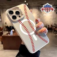 Baseball Pattern Magnetic Phone Case for iPhone 15 16 14 Pro Max 13 12 11 XR XS Plus Shockproof Drop Protection Durable PC Sm...