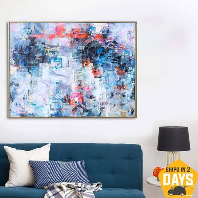 Original Blue Paintings On Canvas Vivid Blue Art Acrylic Oil Painting Contemporary Art Textured Painting | BLUE SKIES 47.63&q...
