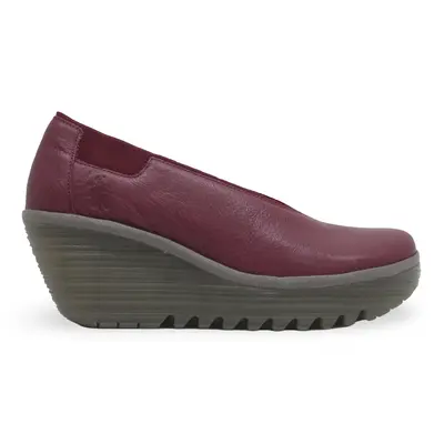 Fly London YOZA438FLY Mousse Leather Women's Heels Shoes - Berry - Size:US 9-9.5 Women