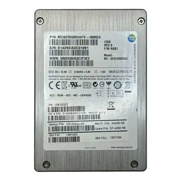 X446B-R6 NetApp 200GB SAS 6Gb/s 2.5-Inch Solid State Drive