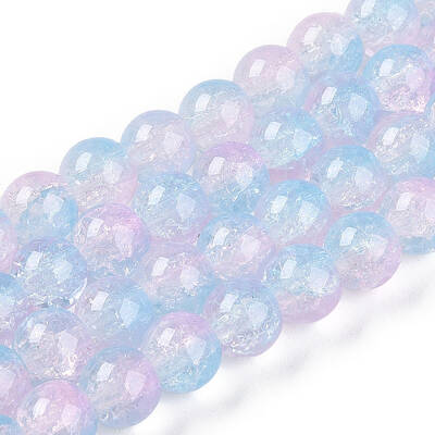 Transparent Crackle Glass Bead Strands