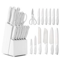 Kitchen Knife Set - 15 Pieces, Solid Wooden & Plastic Holder, Chef's Knife, Japanese Knife, Meat and Vegetable Cutter, Chicke...