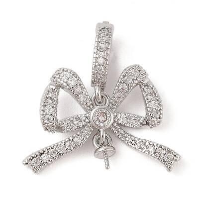 Brass Micro Pave Cubic Zirconia Peg Bails