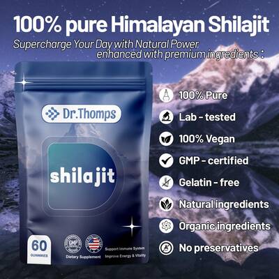 [buy 1 get 1]Dr.Thomps Premium Gold Himalayan Shilajit Gummies I Lab Tested I Individually Packaged I Ashwagandha, 75% F