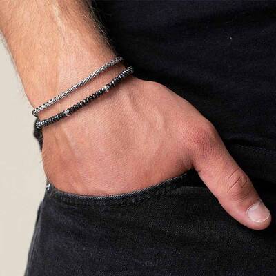 Fashion Retro Black Matte Bracelet Set with Zircon Crown