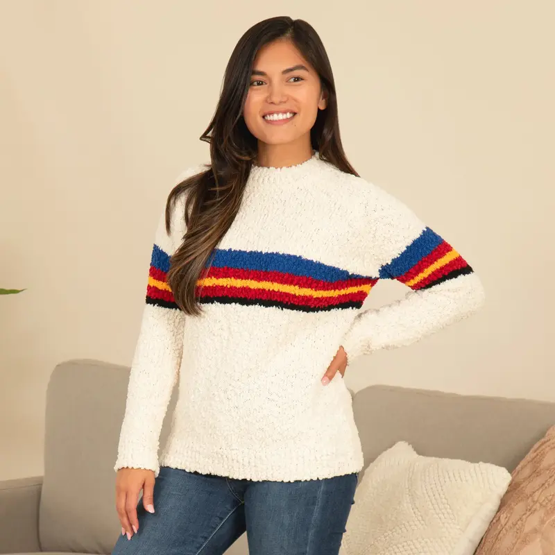 Rainbow Soft Nubby Knit Sweater - S