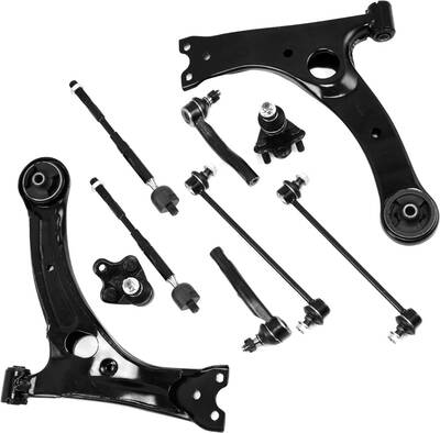 Front Suspension Control Arm Kit Compatible with 2003-2008 Toyota Corolla -w/Ball Joint, Tie Rod End, Sway Bar End Link Assem...