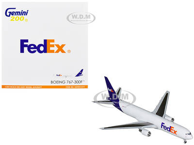 Boeing 767-300F Commercial Aircraft FedEx (Federal Express) (N144FE) White with Purple Tail Gemini 200 Series 1/200 Diecast M...