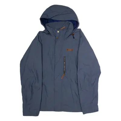 COLUMBIA Mens Rain Jacket Blue Hooded XL