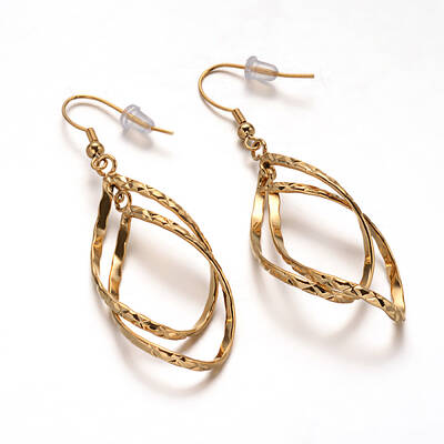 Twist Horse Eye 304 Stainless Steel Dangle Earrings