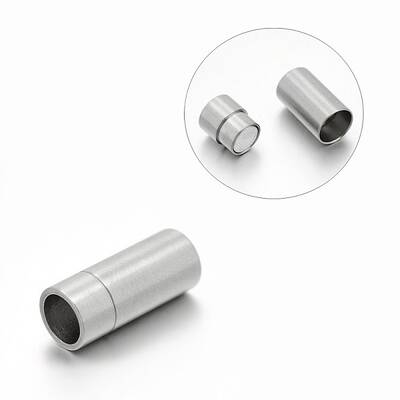 Tarnish Resistant Matte 304 Stainless Steel Column Magnetic Clasps with Glue-in Ends