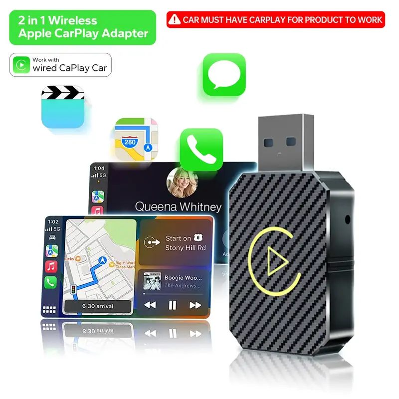 Wireless CarPlay Adapter, Only suitable for 98% of cars with CarPlay from 2016 and later, Small Wireless Carplay Adapter Usb ...