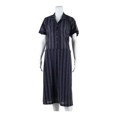 Womens A-Line Dress Blue Mesh Geometric Short Sleeve Midi S