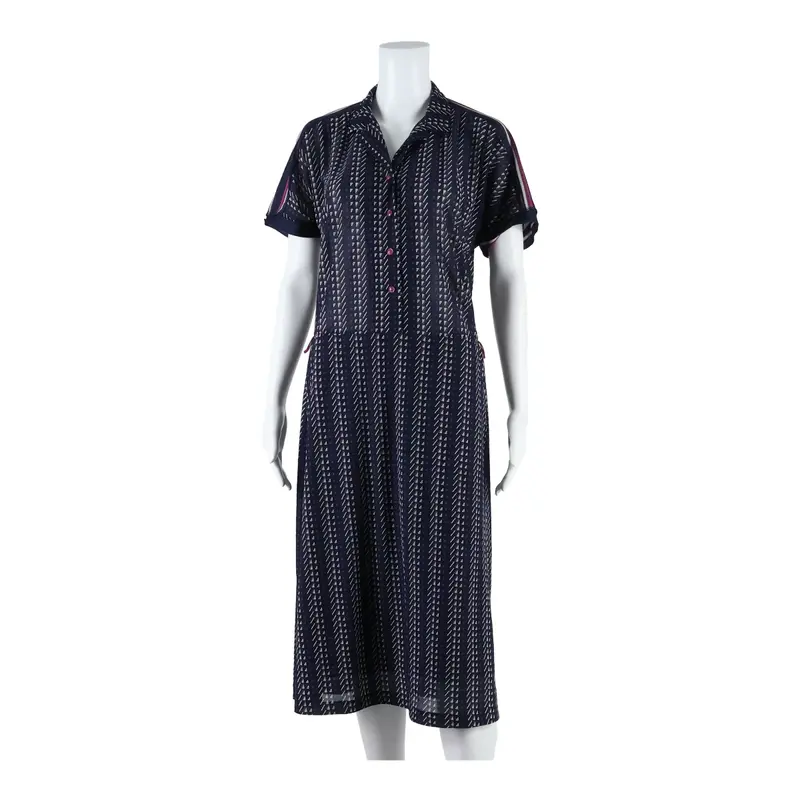 Womens A-Line Dress Blue Mesh Geometric Short Sleeve Midi S