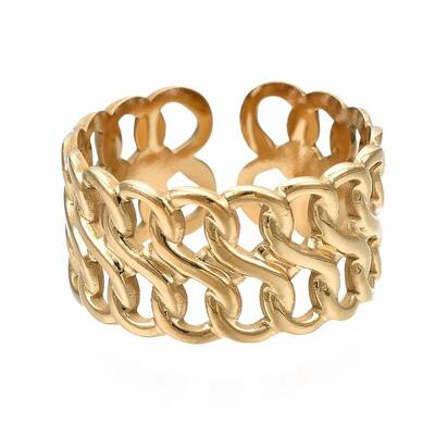 304 Stainless Steel Curb Chain Open Cuff Ring