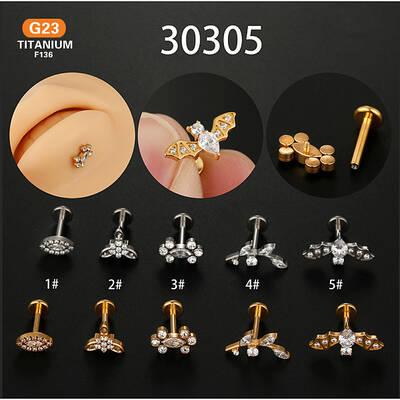 G23 Titanium Micro Pave Clear Cubic Zirconia Labrets