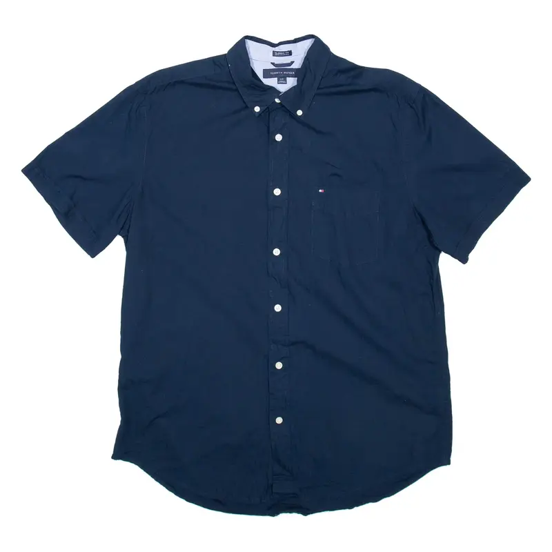 TOMMY HILFIGER Mens Plain Shirt Blue L