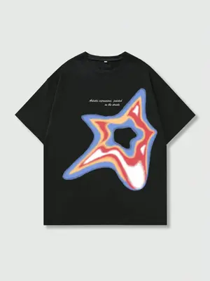 Men's Star & Letter Print Round Neck Tee, Regular Fit Casual Short Sleeve Crew Neck T-shirt for Summer, Fashion Men's Top for...