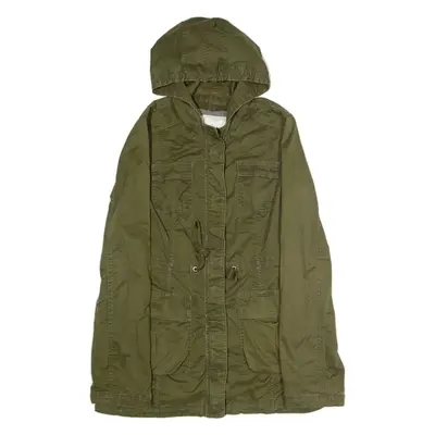 ABERCROMBIE & FITCH Lightweight Womens Parka Coat Green Twill Hooded M