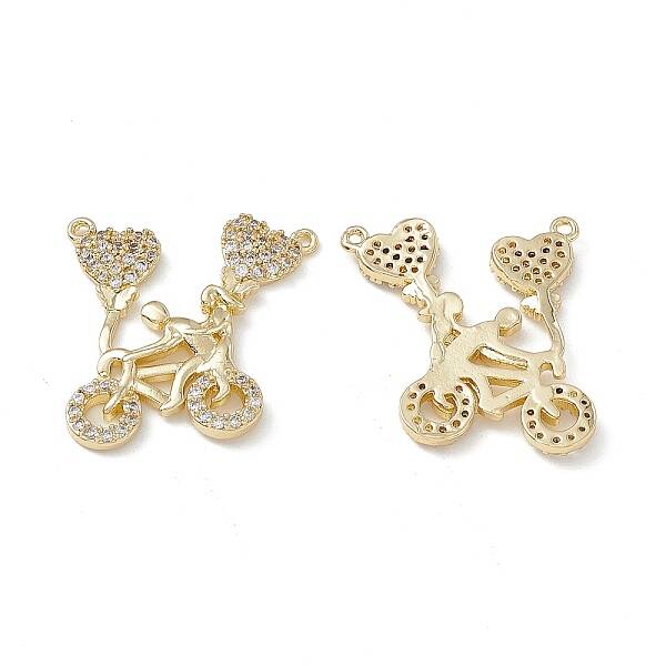Brass Micro Pave Cubic Zirconia 2-Loop Pendants