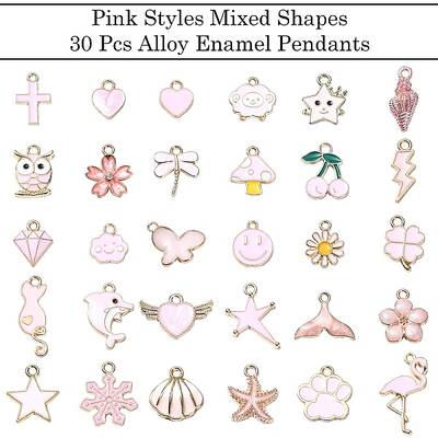 30Pcs 30 Styles Alloy Enamel Pendants