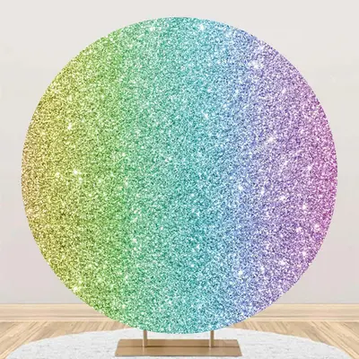 Modern Colorful Glitter Round Birthday Backdrop - Aperturee