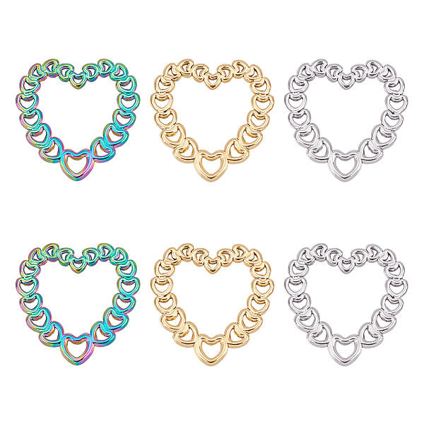 6Pcs 3 Colors 304 Stainless Steel Linking Rings