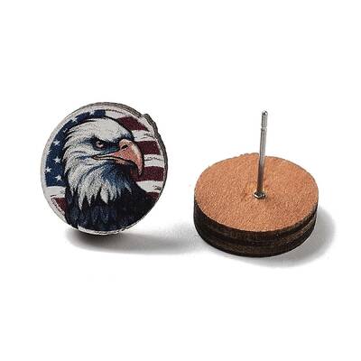 Independence Day Wood Stud Earrings